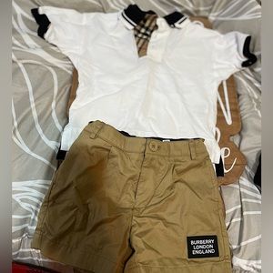 Boys Burberry Vintage Check Trim Cotton Polo Shirt Size 4y